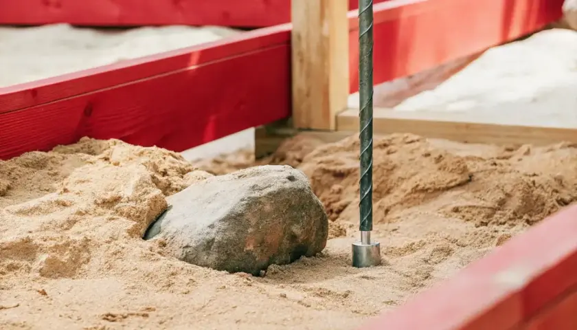 En sten i sandlådan hindrar markskruv nackdel.