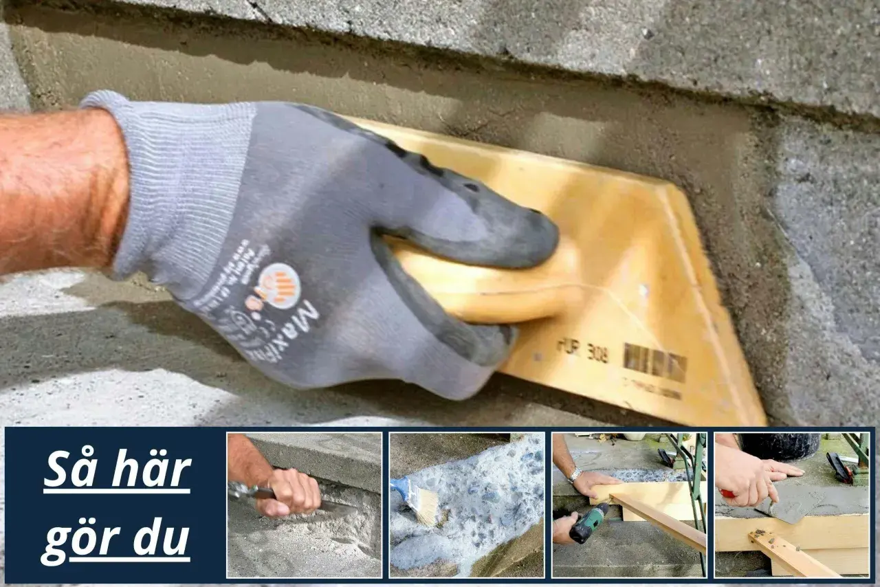 Gör det själv: laga betongtrappa med fogsvets och cement. Steg-för-steg-guide visar hur du reparerar din trappa.